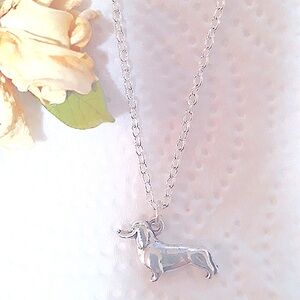 Doxie Dog Handmade Silver Charm Pendant Necklace 18"-22" chain lobster c…